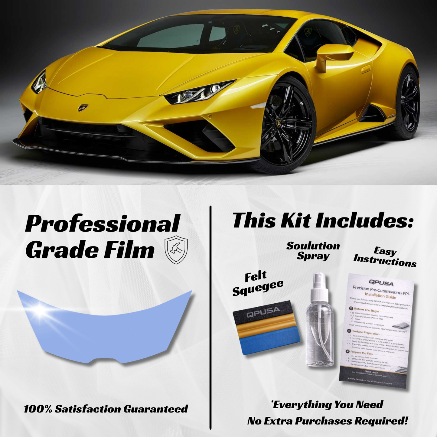 Lamborghini Huracán (2014-2024) Partial Hood PPF Protection Kit - Pre-Cut